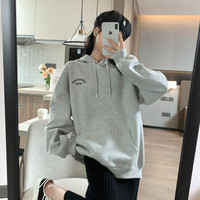 唐狮连帽卫衣女春季灰色简约百搭上衣韩版温柔风ins
