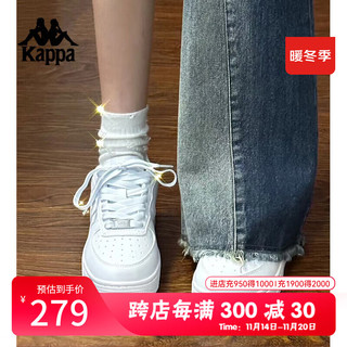 KAPPA卡帕女鞋厚底板鞋女2024秋季百搭小白鞋女软底休闲运动鞋子女 鹭羽白 44