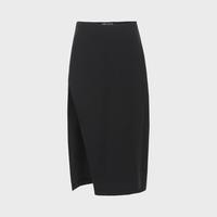 高级设计感纯色高腰开叉半身中长裤裙