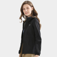 骆驼（CAMEL）户外软壳衣秋冬季防泼水保暖肤长袖外套 A0W11O8142，幻影黑，女 M