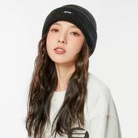 针织帽黑色帽秋冬季毛线帽韩版冷帽保暖套头帽百搭月子帽