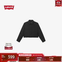 LEVI 24秋季女士宽松时尚休闲轻便翻领短款羽绒服外套 黑色 M