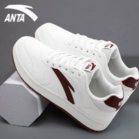 安踏小白鞋男鞋冬季潮鞋子男款2024运动鞋休闲鞋百搭板鞋男士 8068-7象牙白/绛红色 40