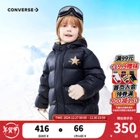 匡威（Converse）儿童装男童女童短款连帽保暖羽绒服冬季外套 黑色 160 【XL(160/80)】