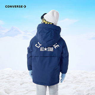 Converse 匡威童装男羽绒服2024秋冬保暖中长款儿童外套上衣 藏青蓝 130/64