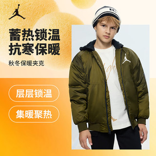 NIKE JORDAN 耐克AJ童装男童连帽棉服2024冬季儿童外套保暖上衣 常青藤绿 120 /60(6)