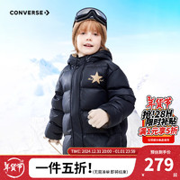 CONVERSE 匡威 儿童装男童女童短款连帽保暖羽绒服冬季新款外套 黑色 110