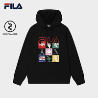 FILA叕运蛇斐乐连帽新年红色氧气卫衣男女 正黑色-BK 190/112B/XXXXL