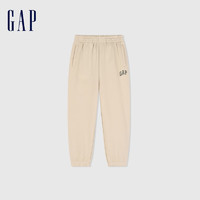 Gap 盖璞 男童2024春季logo中腰法式圈织软束口裤儿童装卫裤429343 卡其色 130cm(S) 亚洲尺码