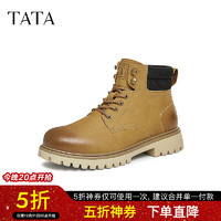 他她（TATA）复古英伦马丁靴男靴加绒户外沙漠靴大黄靴2024冬28953DD4 棕色（单里） 37