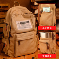 新潮代 双肩包男帆布休闲情侣大学生书包大容量出差旅行背包简约潮电脑包