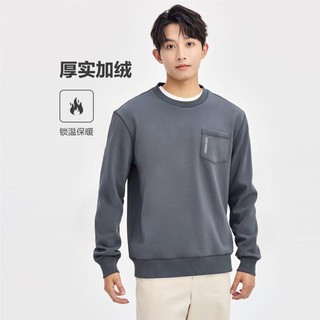 GIORDANO 佐丹奴 男士加绒刺绣口袋针织圆领套头卫衣