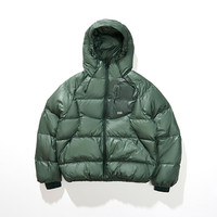 逐光户外800蓬90白鸭绒防泼水绗线连帽保暖羽绒服男 苍郁绿 M