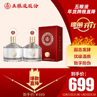 WULIANGYE 五粮液 股份 金碧辉煌 经典版 浓香型白酒 52度500ml*2瓶 年货送礼