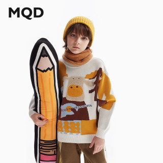 马骑顿 童装男童毛衣24秋季宽松提花上衣宝宝保暖针织衫儿童线衫 米白 120