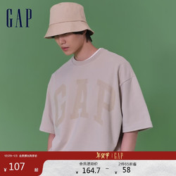 Gap 盖璞 男女装2024春秋新款法式圈织软短袖T恤美式休闲宽松上衣889779