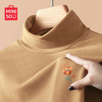 MINISO 名创优品 德绒打底衫女2024秋冬新款半高领宽松内搭高级感保暖气质打底衣服 卡其(m橙向日葵胸标) M 160 (新一代升级工艺)