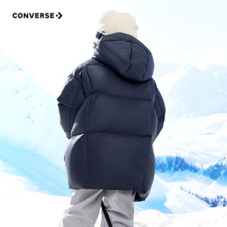 Converse 匡威童装男女童中长款羽绒服2024冬季儿童梭织保暖上衣 正黑色 130(7/6X)