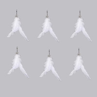 逗猫棒长杆可伸缩钢丝钓竿1.8m超长耐咬羽毛铃铛猫咪玩具宠物用品 6个白色蓬松羽毛替换头