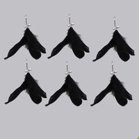 逗猫棒长杆可伸缩钢丝钓竿1.8m超长耐咬羽毛铃铛猫咪玩具宠物用品 6个黑色蓬松羽毛替换头