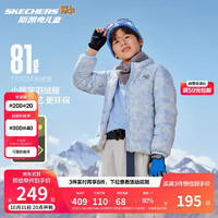 Skechers斯凯奇羽绒服男女童冬季梭织短款儿童舒适休闲外套P424K057 雪花底迷彩/04P3 140