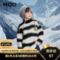 马骑顿（MQD）MQD冬季男大童学院风休闲条纹半高领毛衣 黑白条 120