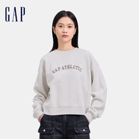 Gap女装2024秋季新款碳素软磨抓绒刺绣logo卫衣休闲上衣640898 亚洲尺码