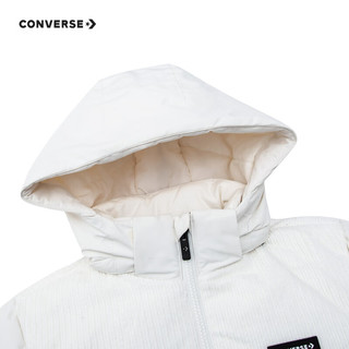 Converse 匡威童装男女童羽绒服冬季儿童保暖连帽短款面包服 羽白色 120/60