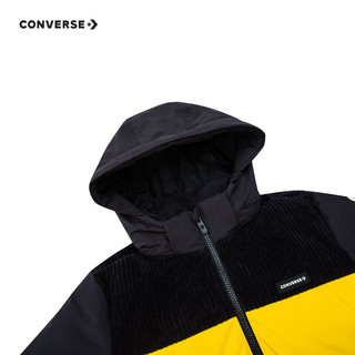 Converse 匡威童装男女童羽绒服冬季儿童保暖连帽短款面包服 正黑色 150/72