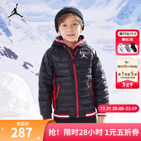 NIKE JORDAN 耐克AJ童装男童短款羽绒服23冬季保暖儿童上衣 正黑色 135/64(XS)