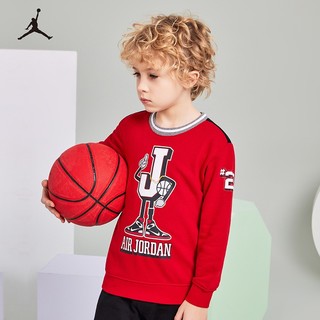 NIKE JORDAN 耐克童装男童圆领卫衣春秋儿童毛圈休闲上衣 杰斯特红 160/80(XL)