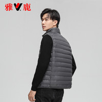 雅鹿秋冬季轻薄羽绒服男羽绒马甲外穿白鸭绒坎肩背心轻便外套 深灰 L