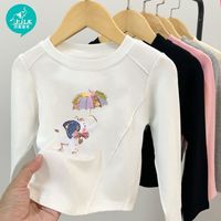 I.K 印象童年 2024秋冬新款圆领内搭打底衫时尚薄款修身长袖女童打底衫