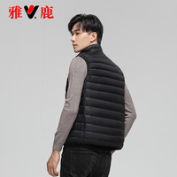 雅鹿秋冬季轻薄羽绒服男羽绒马甲外穿白鸭绒坎肩背心轻便外套 黑色 L