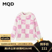 马骑顿（MQD）MQD冬季女大童棋盘格休闲保暖套头毛衣 粉红格 140
