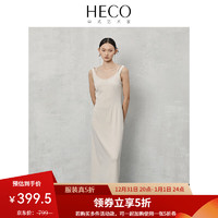 HECO 新中式国风2024春秋轻薄针织棉修身显瘦背心吊带连衣裙女 白色 M