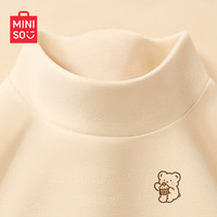 MINISO 名创优品 半高领打底衫女2024秋冬季爆款德绒内搭上衣百搭显瘦保暖长袖t恤 米色(甜品熊胸标) S 155 (名创优品品质保证)