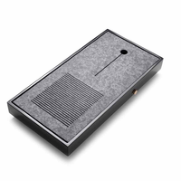 石话石说 石财记 乌金石茶盘 简约个人自饮茶台 储排合一石茶盘 方格