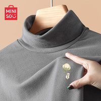 名创优品（MINISO）半高领打底衫女2024秋冬季双面绒内搭长袖上衣德绒长袖t恤衫 【加绒半高领】灰色(木棉羊胸标) 2XL (体重150-170斤)