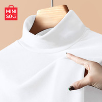 名创优品（MINISO）半高领打底衫女2024秋冬季双面绒内搭长袖上衣德绒长袖t恤衫 【加绒半高领】白色(空白) S 155 (名创优品品质保证)