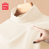 名创优品（MINISO）半高领打底衫女2024秋冬季双面绒内搭长袖上衣德绒长袖t恤衫 【加绒半高领】米色(空白) M 160 (新一代升级工艺)