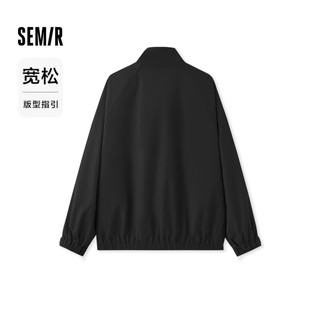 森马（Semir）外套男2024秋季三防格子肌理大口袋工装上衣绣花夹克109524108110 黑色90001 M