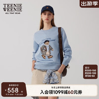 Teenie Weenie小熊卡通字母卫衣女2024冬季女卫衣 浅蓝色 160/S