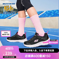 Skechers斯凯奇儿童运动鞋女童魔术贴休闲鞋中大童轻质跑步鞋303601L 黑色/桃红色/BKHP