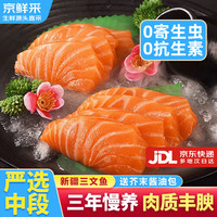 百味殿新鲜新疆三文鱼 生鲜刺身生鱼片海鲜水产冷冻冰鲜中段三文鱼 【甄选9A级】中段切片 800g