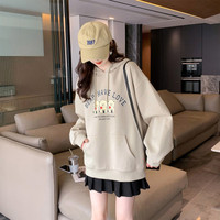 唐狮(春季卫衣女连帽美式复古印花休闲套头上衣百搭潮