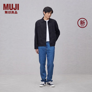 无印良品（MUJI）男式 木棉混斜纹 盘扣衬衫夹克 男士外套春季款  ADC90C5S 黑色 M (170/92A)