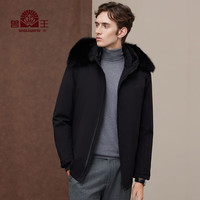 兽王(SHOUWANG)尼克服男2024冬季可拆卸水貂内胆狐狸毛领真皮皮衣皮草大衣男 黑色 3XL 190/108A(56)