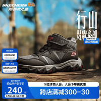 Skechers斯凯奇儿童春秋时尚魔术贴休闲鞋男跑步鞋406391L 高帮不加绒/黑色/炭灰色/BKCC 31