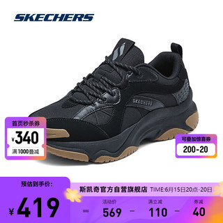 斯凯奇（Skechers）漫月鞋|2024春男子高弹力舒适专业运动跑步鞋 黑色/B 42.5